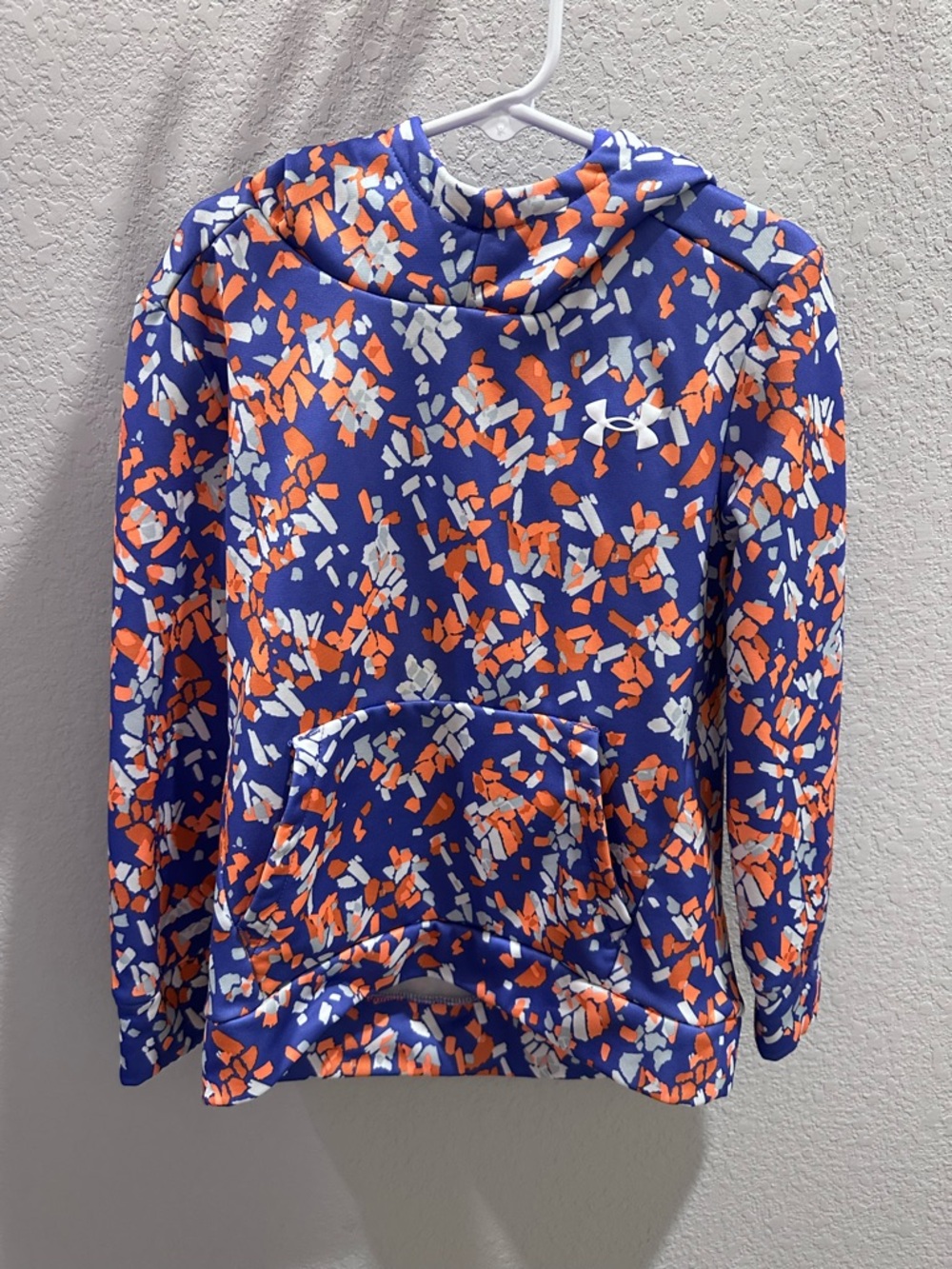 Under Armour Girls' Purple Hoodie with Orange & White Print